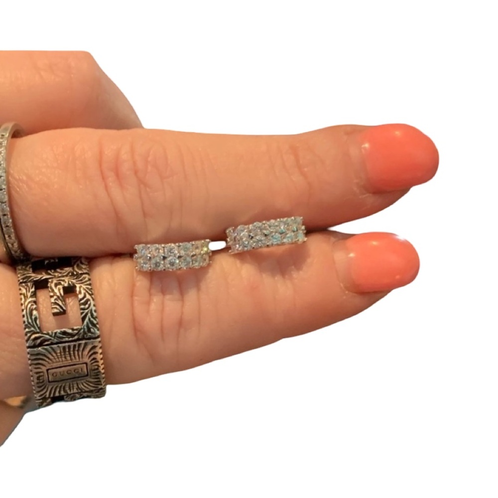 Moissanite Double Row Huggies Earrings